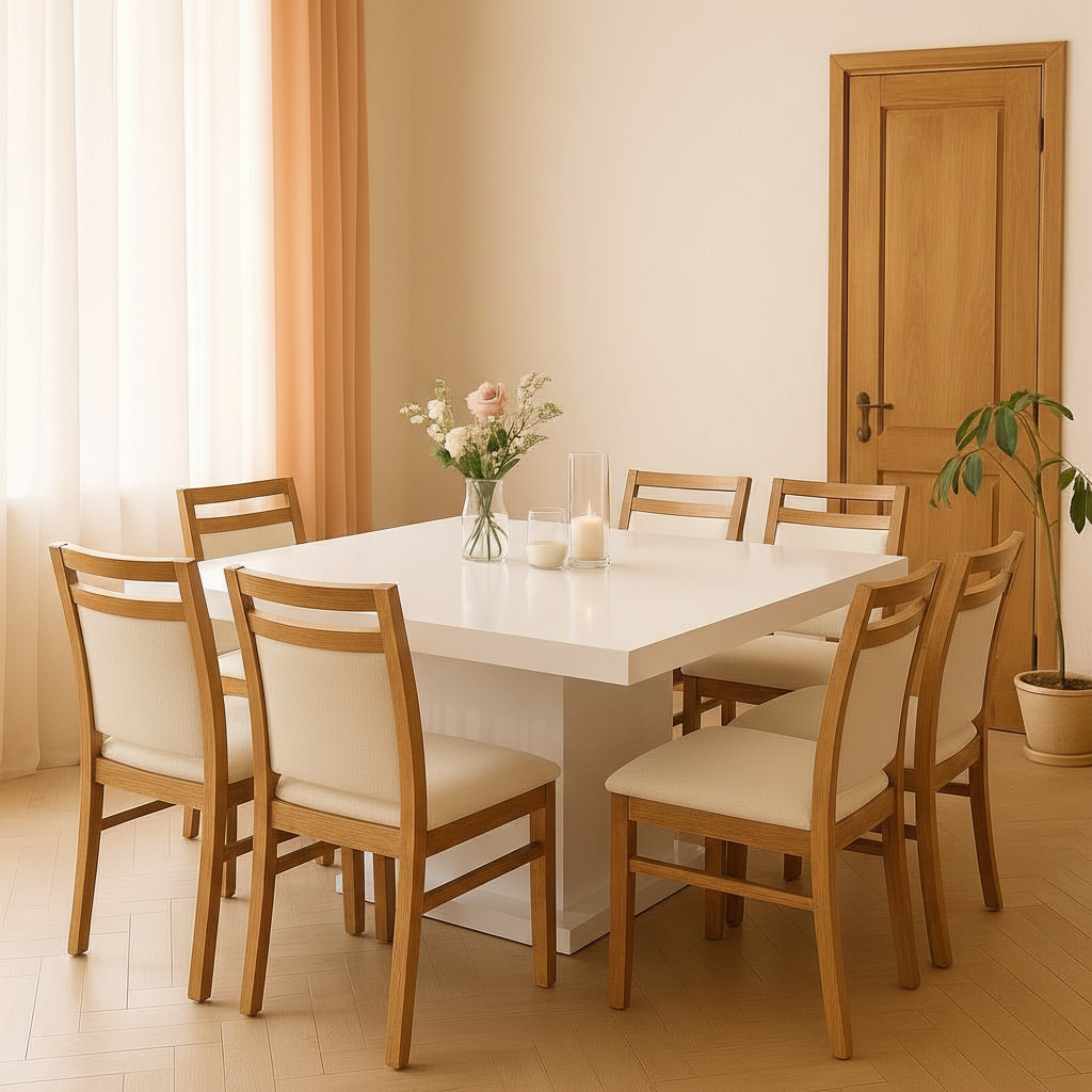 Mesa valeria cuadrada (120x120, Blanca)