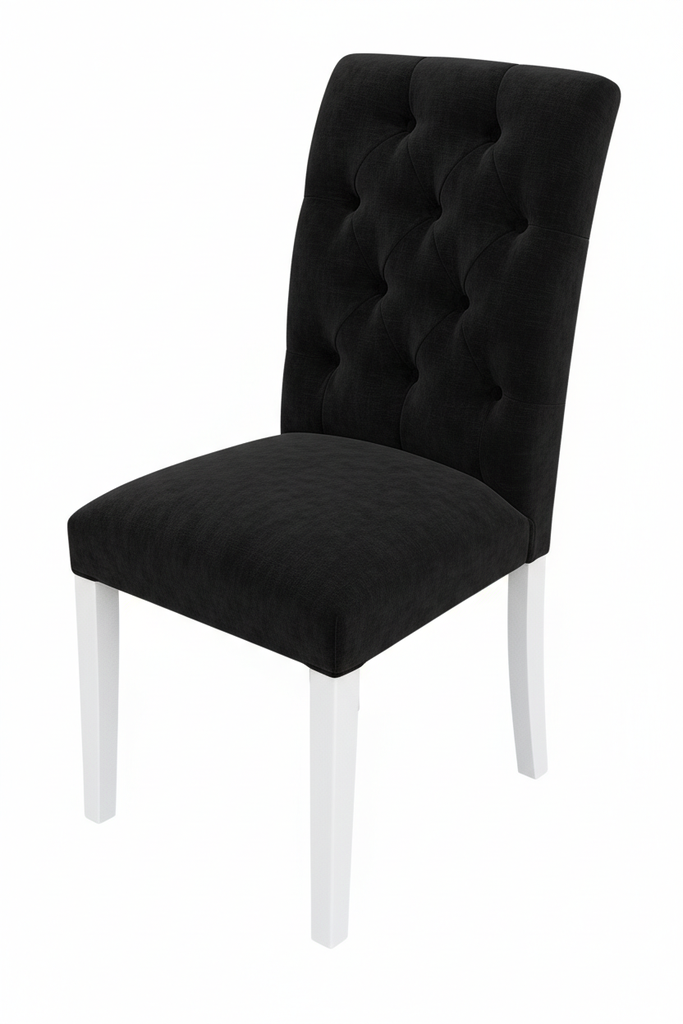 Silla tapizada capitone (Pana cross – Black, Blancas)