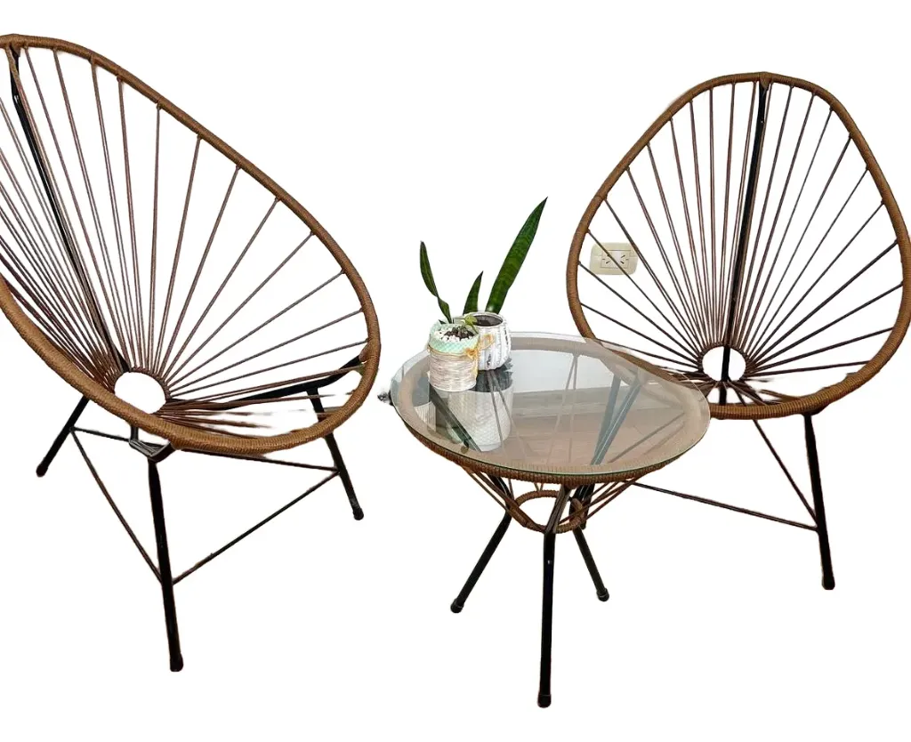 Mesa Acapulco Pvc marrón patas negras Outlet