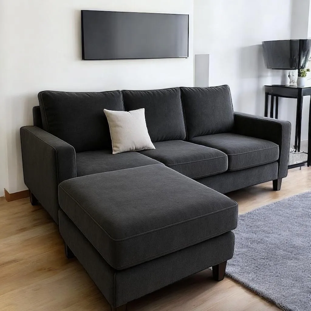 Sillón Italiano con vivos (180x80, Pana cross – Black, Con apoyabrazos)